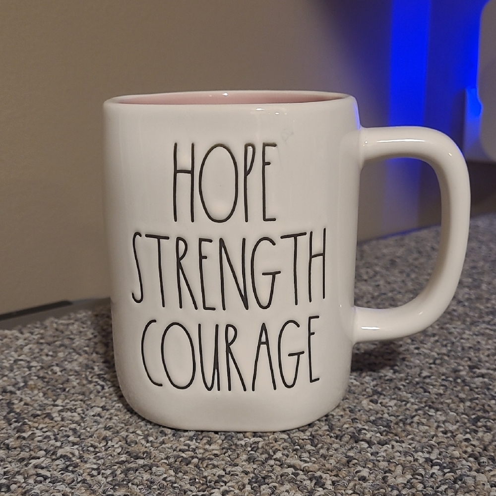 Rae Dunn HOPE, STRENGTH, COURAGE Motivational Mug, NWOT